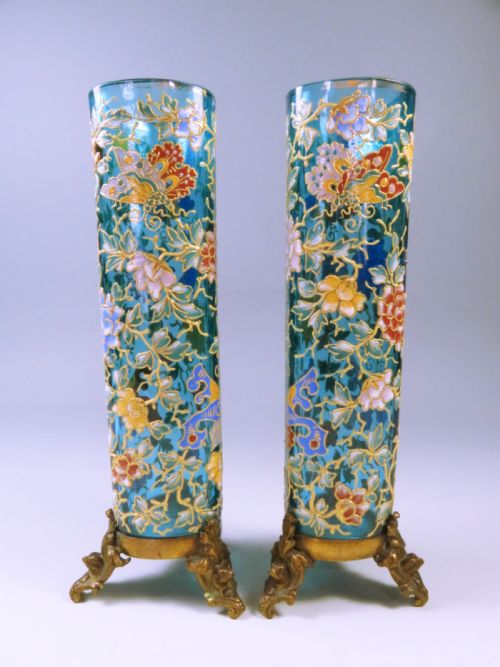 pair of moser glass vases on ormolu bases - CATEGORY: ANTIQUE GLASS - DATED 1890