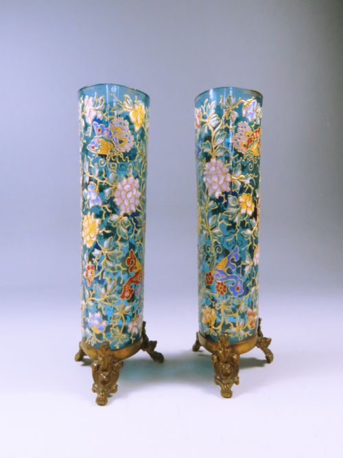PAIR OF MOSER GLASS VASES ON ORMOLU BASES - ADDITIONAL PHOTO 1