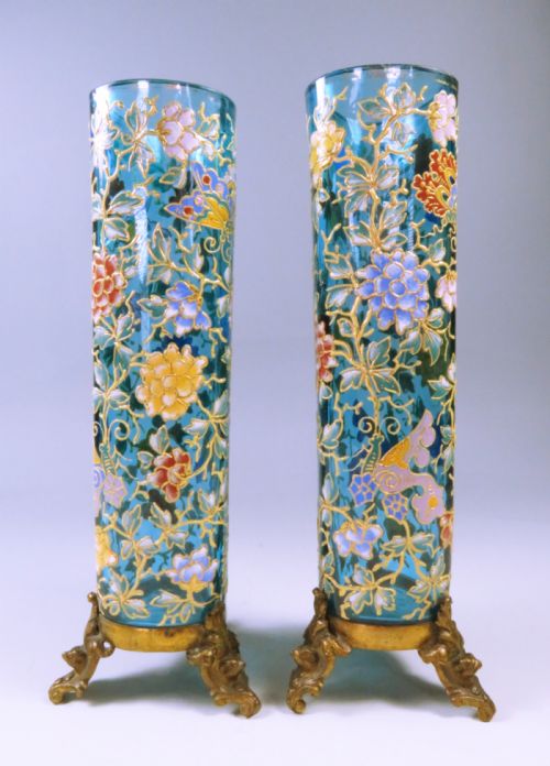 PAIR OF MOSER GLASS VASES ON ORMOLU BASES - ADDITIONAL PHOTO 2