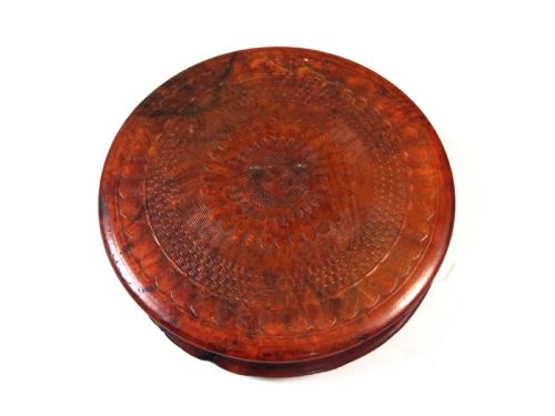ANTIQUE PRESSED BURR WOOD SNUFF BOX REJOUISSANCE FLAMANDE - ADDITIONAL PHOTO 2