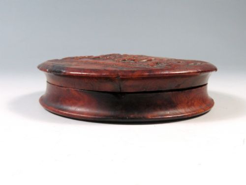 ANTIQUE PRESSED BURR WOOD SNUFF BOX REJOUISSANCE FLAMANDE - ADDITIONAL PHOTO 3