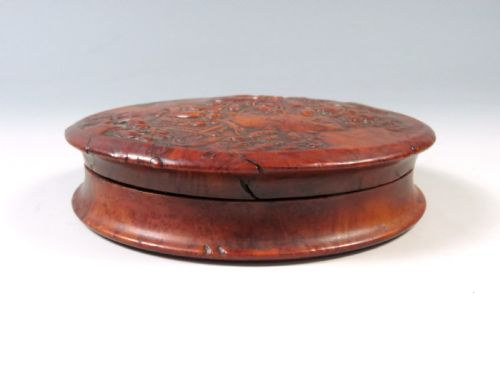 ANTIQUE PRESSED BURR WOOD SNUFF BOX REJOUISSANCE FLAMANDE - ADDITIONAL PHOTO 4