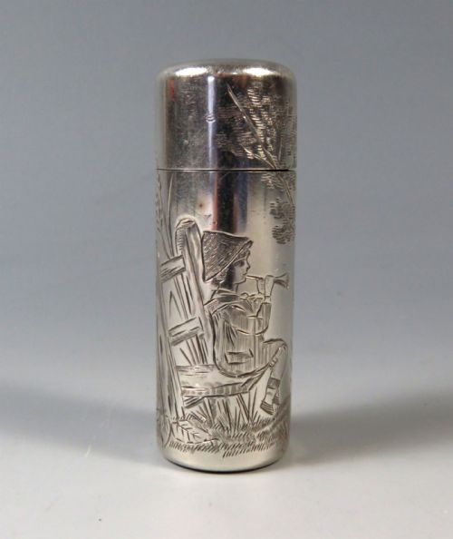 silver perfume bottle with kate greenaway decoration sampson mordan 1882 - CATEGORY: ANTIQUE SILVER - DATED 1880