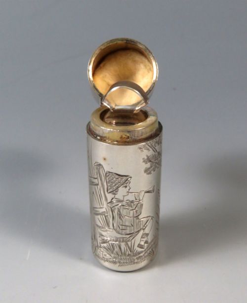 SILVER PERFUME BOTTLE WITH KATE GREENAWAY DECORATION SAMPSON MORDAN 1882 - ADDITIONAL PHOTO 3