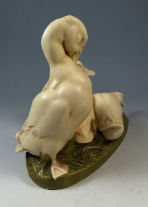 ANTIQUE BOHEMIAN PORCELAIN ROYAL DUX FIGURINE 3 DUCKS - ADDITIONAL PHOTO 6