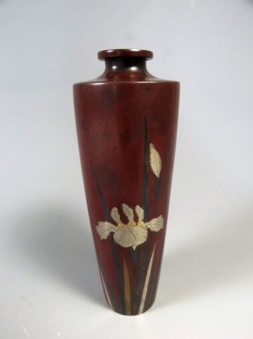 ANTIQUE JAPANESE NOGAWA MIXED METAL BRONZE VASE - ADDITIONAL PHOTO 1