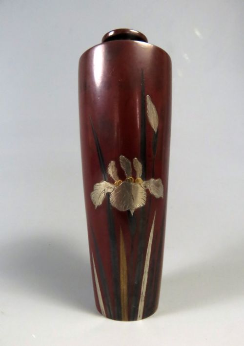 ANTIQUE JAPANESE NOGAWA MIXED METAL BRONZE VASE - ADDITIONAL PHOTO 2