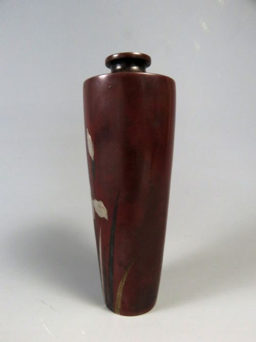 ANTIQUE JAPANESE NOGAWA MIXED METAL BRONZE VASE - ADDITIONAL PHOTO 3