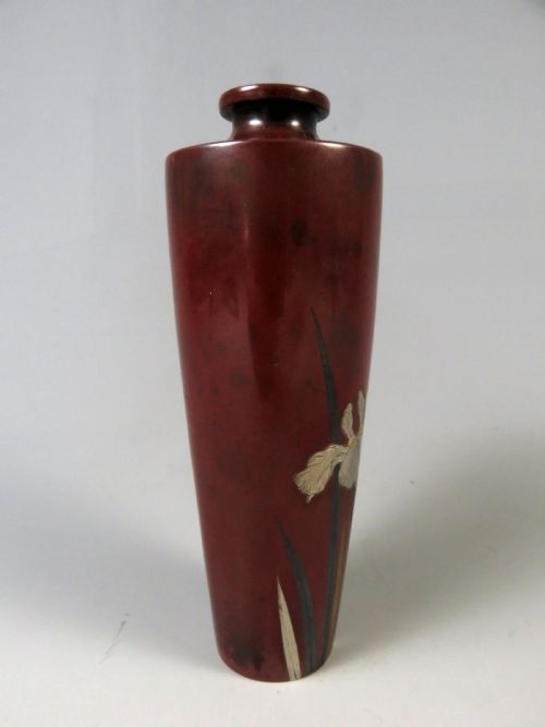 ANTIQUE JAPANESE NOGAWA MIXED METAL BRONZE VASE - ADDITIONAL PHOTO 5