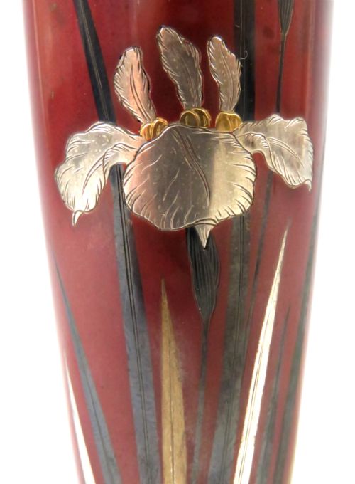 ANTIQUE JAPANESE NOGAWA MIXED METAL BRONZE VASE - ADDITIONAL PHOTO 8