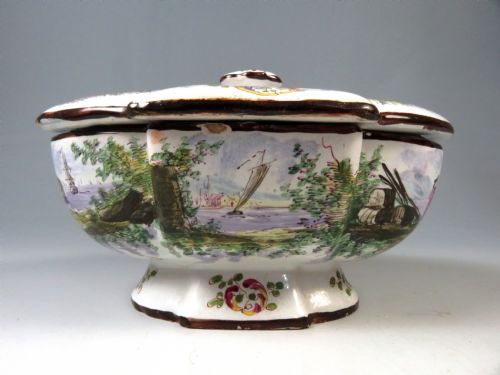 antique french faience pottery pot and cover - CATEGORY: ANTIQUE CERAMICS - DATED 1860
