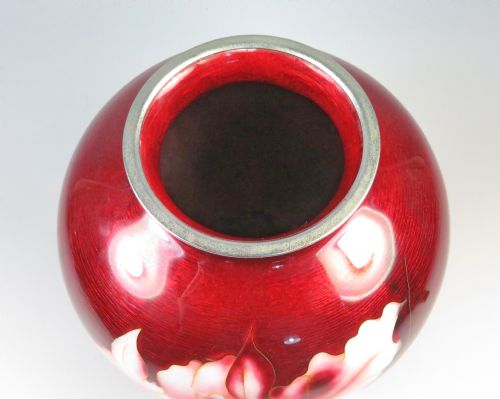 JAPANESE GINBARI CLOISONNE ENAMEL IRIS VASE ANDO CO - ADDITIONAL PHOTO 7