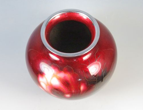 JAPANESE GINBARI CLOISONNE ENAMEL CHRYSANTHEMUM VASE ANDO CO - ADDITIONAL PHOTO 2