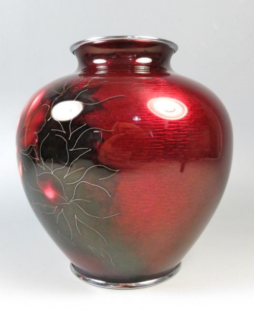 JAPANESE GINBARI CLOISONNE ENAMEL CHRYSANTHEMUM VASE ANDO CO - ADDITIONAL PHOTO 4