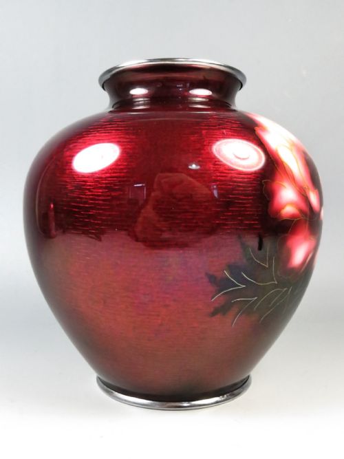 JAPANESE GINBARI CLOISONNE ENAMEL CHRYSANTHEMUM VASE ANDO CO - ADDITIONAL PHOTO 6