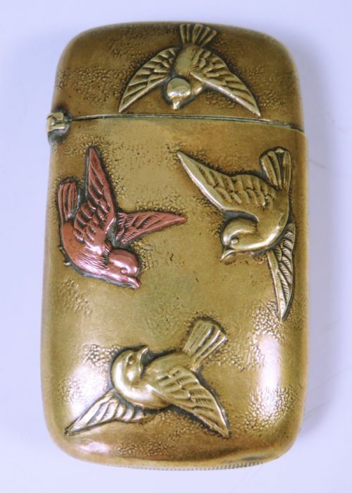 japanese meiji period brass bird vesta case - CATEGORY: ANTIQUE MISCELLANEOUS - DATED 1900