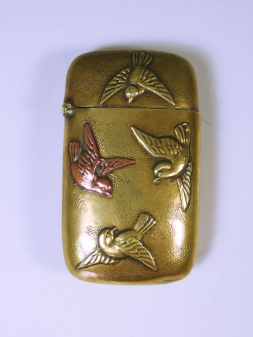 JAPANESE MEIJI PERIOD BRASS BIRD VESTA CASE - ADDITIONAL PHOTO 2