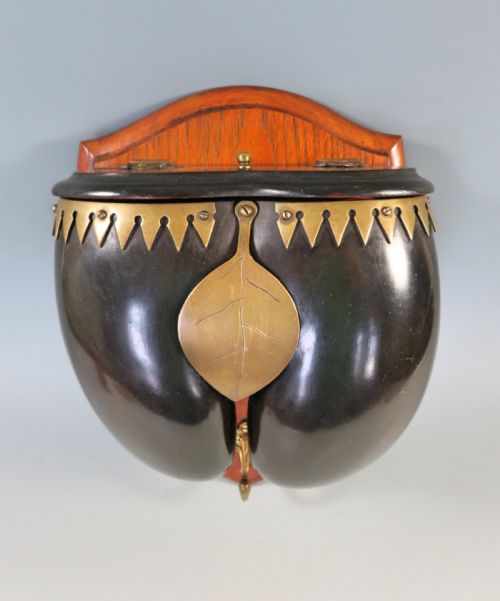 antique victorian coco de mer wall mounted box and coat hook - CATEGORY: ANTIQUE MISCELLANEOUS - DATED 1880