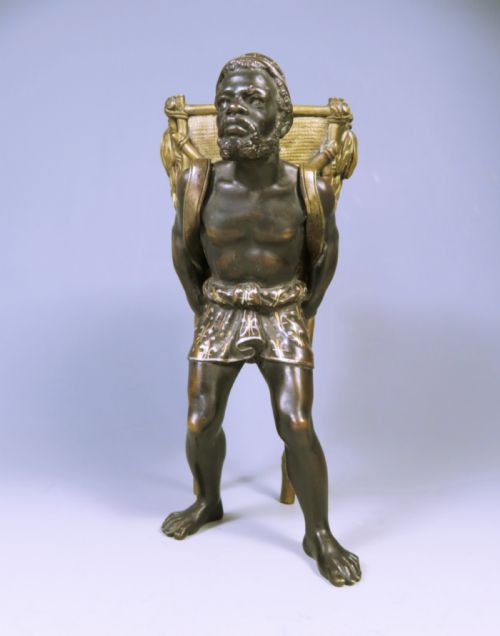 ANTIQUE 19TH CENTURY AUSTRIAN BRONZE MOORISH MAN CARRYING A BASKET - ADDITIONAL PHOTO 2