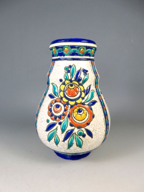 antique art deco charles catteau boch frres ceramic vase - CATEGORY: ANTIQUE VASES - DATED 1920