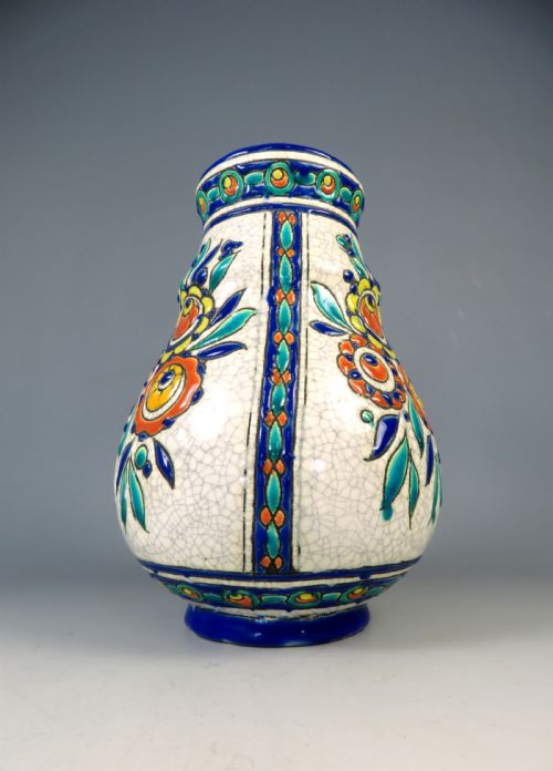 ANTIQUE ART DECO CHARLES CATTEAU BOCH FRRES CERAMIC VASE - ADDITIONAL PHOTO 1