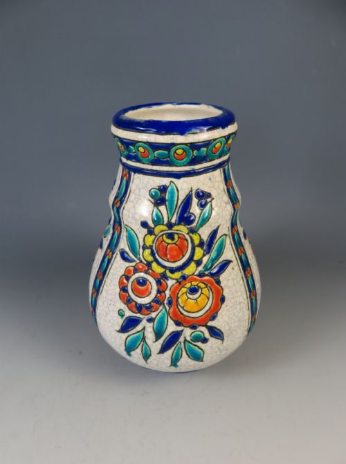 ANTIQUE ART DECO CHARLES CATTEAU BOCH FRRES CERAMIC VASE - ADDITIONAL PHOTO 2