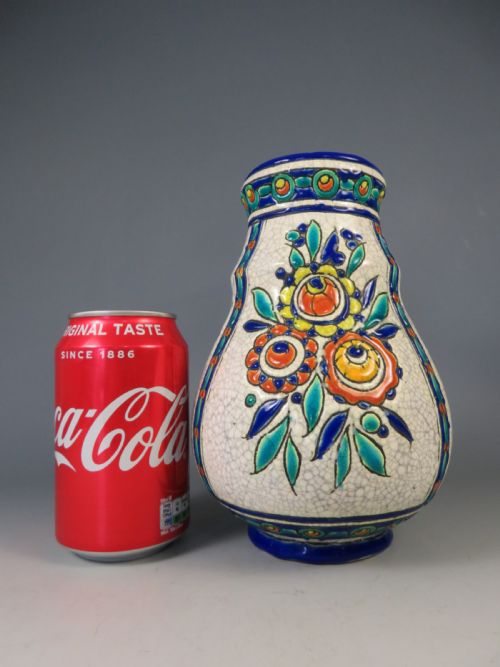 ANTIQUE ART DECO CHARLES CATTEAU BOCH FRRES CERAMIC VASE - ADDITIONAL PHOTO 3