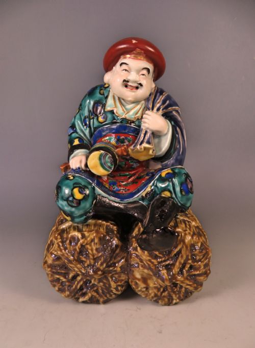 ANTIQUE JAPANESE MEIJI PERIOD KUTANI DAIKOKU OKIMONO