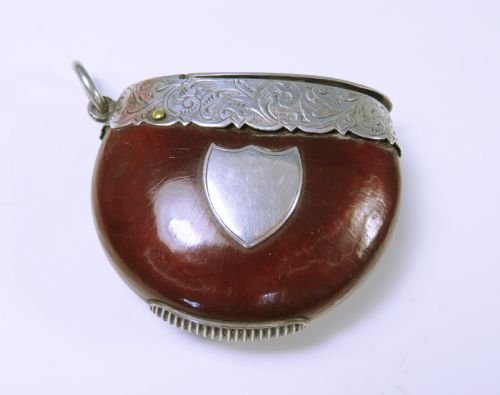 antique hallmarked silver entada seed vesta case - CATEGORY: ANTIQUE SILVER - DATED 1890