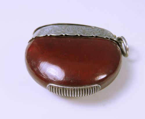 ANTIQUE HALLMARKED SILVER ENTADA SEED VESTA CASE - ADDITIONAL PHOTO 2