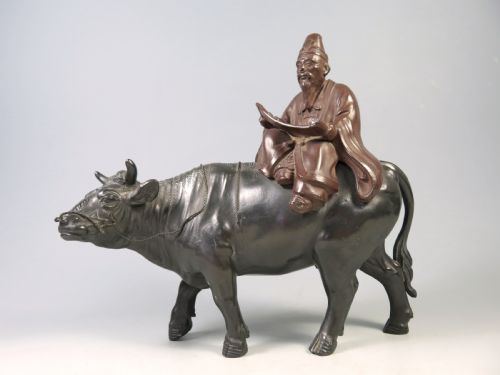 JAPANESE MEIJI PERIOD SCHOLAR ON BULL OKIMONO - ADDITIONAL PHOTO 1