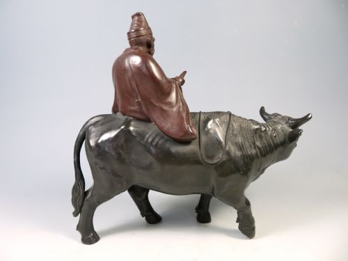 JAPANESE MEIJI PERIOD SCHOLAR ON BULL OKIMONO - ADDITIONAL PHOTO 6