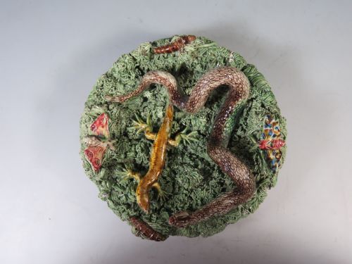 ANTIQUE PALISSY WARE PLATE SNAKE AND LIZARD JOSE ALVES CUNHA - ADDITIONAL PHOTO 2