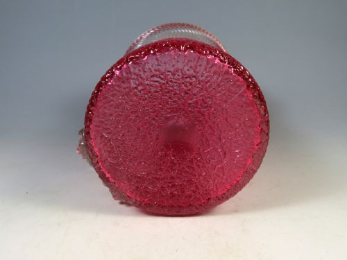 ANTIQUE OVERSHOT CRANBERRY GLASS JUG TWIST HANDLE - ADDITIONAL PHOTO 6
