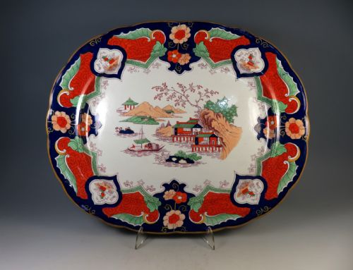 large antique ashworth earthenware ironstone china meat plate - CATEGORY: ANTIQUE PLATES - DATED 1850