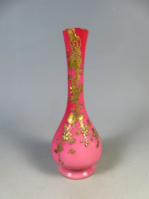 ANTIQUE BOHEMIAN HARRACH PEACHBLOW GLASS VASE