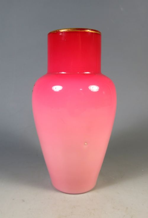 ANTIQUE BOHEMIAN HARRACH PEACHBLOW GLASS VASE WITH BEETLE - ADDITIONAL PHOTO 2