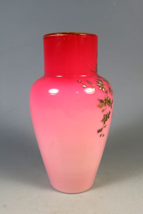 ANTIQUE BOHEMIAN HARRACH PEACHBLOW GLASS VASE WITH BEETLE - ADDITIONAL PHOTO 3