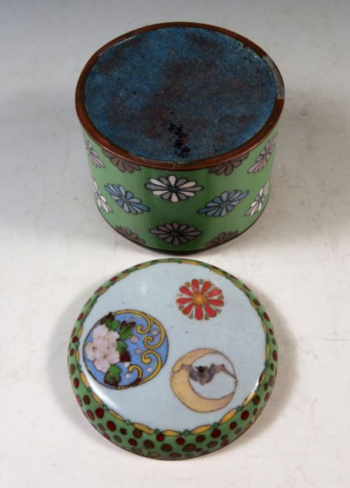 ANTIQUE JAPANESE MEIJI PERIOD CLOISONNE ENAMEL KOGO BOX - ADDITIONAL PHOTO 7