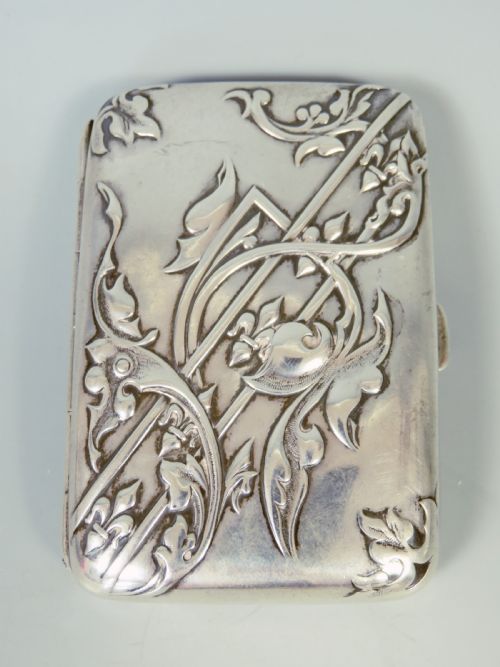 ANTIQUE ART NOUVEAU HALLMARKED SILVER WALKER AND HALL CIGARETTE CASE - ADDITIONAL PHOTO 1