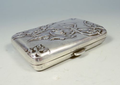 ANTIQUE ART NOUVEAU HALLMARKED SILVER WALKER AND HALL CIGARETTE CASE - ADDITIONAL PHOTO 2