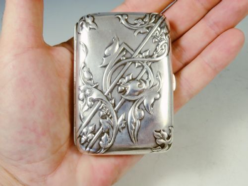 ANTIQUE ART NOUVEAU HALLMARKED SILVER WALKER AND HALL CIGARETTE CASE - ADDITIONAL PHOTO 7