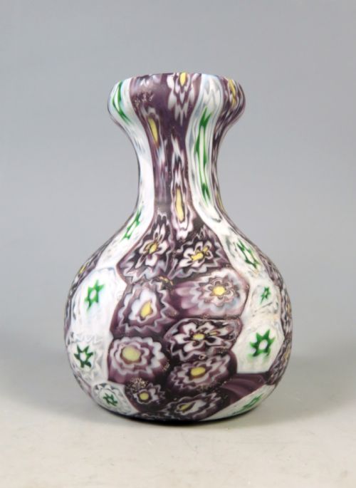 murano fratelli toso millefiori glass bulb vase - CATEGORY: ANTIQUE GLASS - DATED 1940