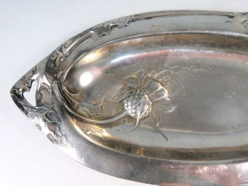 ART NOUVEAU SILVER PLATE THISTLE TRAY BY VICTOR SAGLIER - ADDITIONAL PHOTO 1