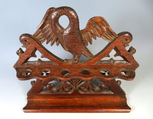 ANTIQUE BLACK FOREST CARVED WOOD GOTHIC SMOKING PIPE RACK - ADDITIONAL PHOTO 1