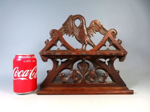 ANTIQUE BLACK FOREST CARVED WOOD GOTHIC SMOKING PIPE RACK - ADDITIONAL PHOTO 2