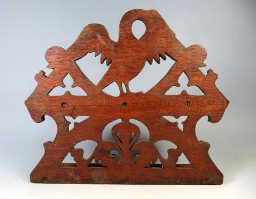 ANTIQUE BLACK FOREST CARVED WOOD GOTHIC SMOKING PIPE RACK - ADDITIONAL PHOTO 3
