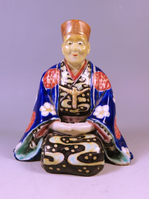 ANTIQUE JAPANESE KUTANI PORCELAIN OKIMONO OF A MONK - ADDITIONAL PHOTO 1