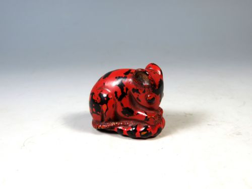 antique japanese meiji period negoro lacquer rat netsuke - CATEGORY: ANTIQUE SCULPTURES - DATED 1900