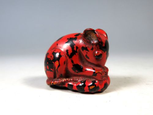 ANTIQUE JAPANESE MEIJI PERIOD NEGORO LACQUER RAT NETSUKE - ADDITIONAL PHOTO 1